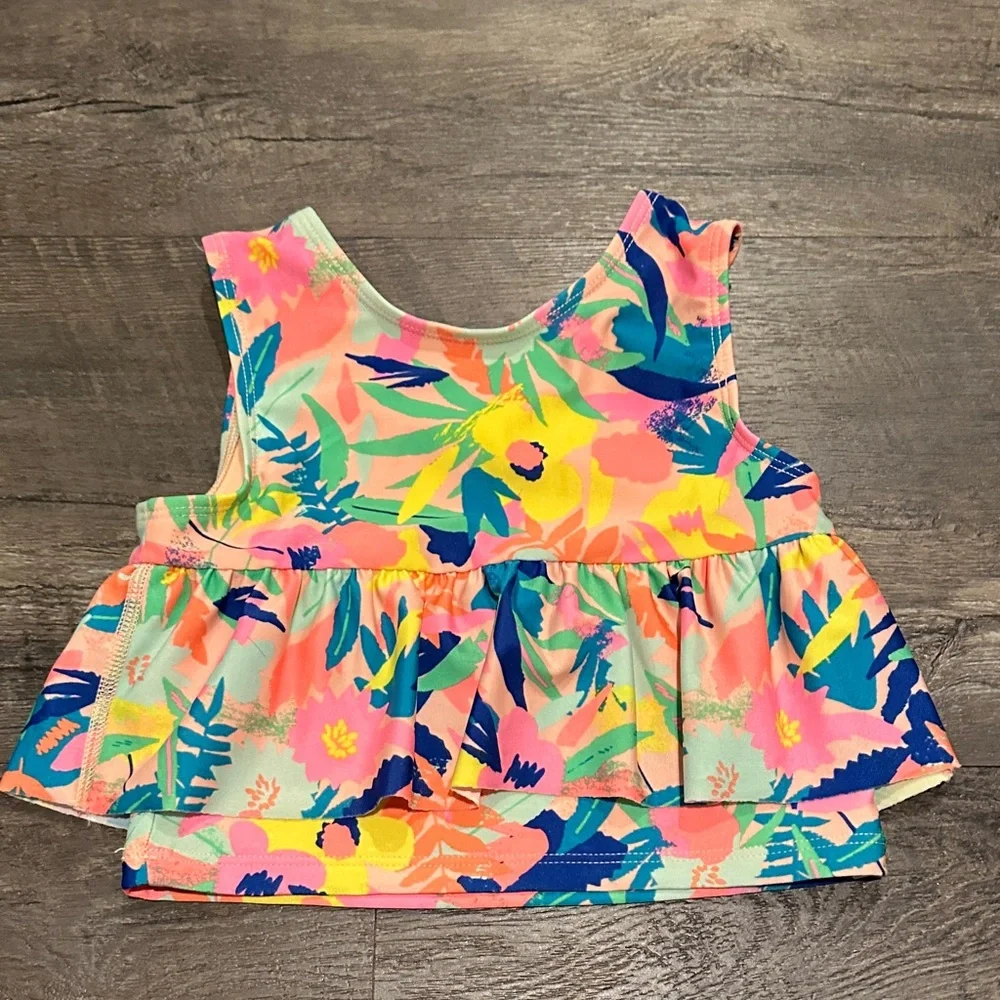 Cat & Jack 4T Adaptive Tropical Tiered Ruffle Tankini Swim Top‎